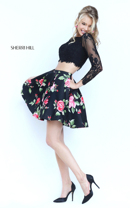 2016 Sherri Hill 50464 Prom Dress Floral Black