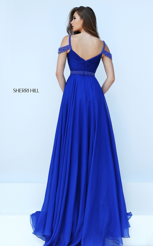 beaded knotted ruched prom dress royal Sherri Hill 50086_1