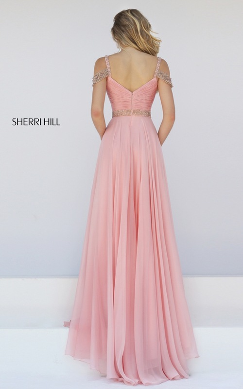 blush Sherri Hill 50086 ruched chiffon prom dress 2016_1