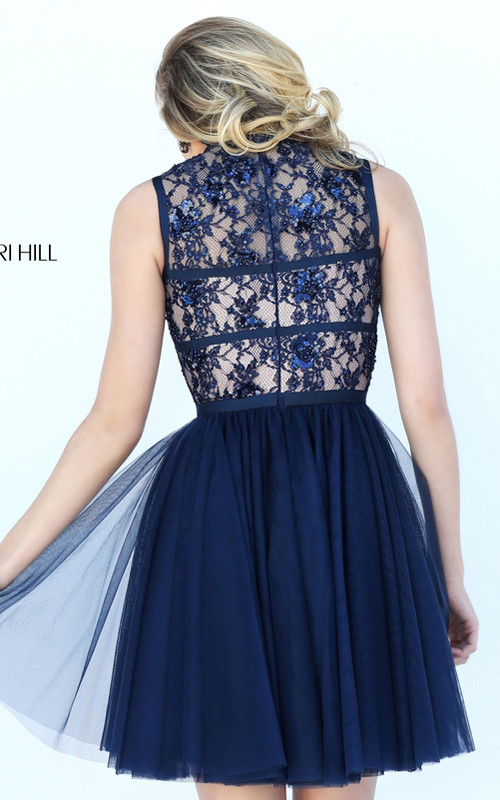 A Line Sherri Hill 2016 Short Lace Homecoming Dress 50636_1